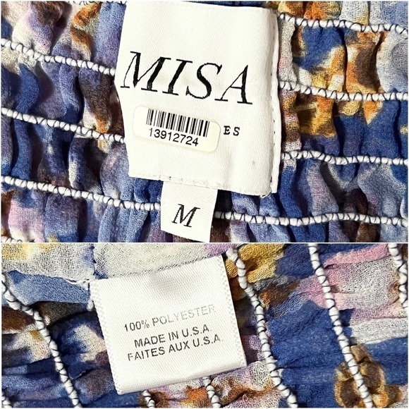 MISA LOS ANGELES Floral Ruched Smocked Sleeveless Halter Neck Chiffon Crop Top M - Picture 15 of 16